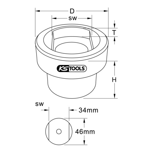 Douille de boulon à ressort à lames pour Scania, 34x46 mm KS Tools