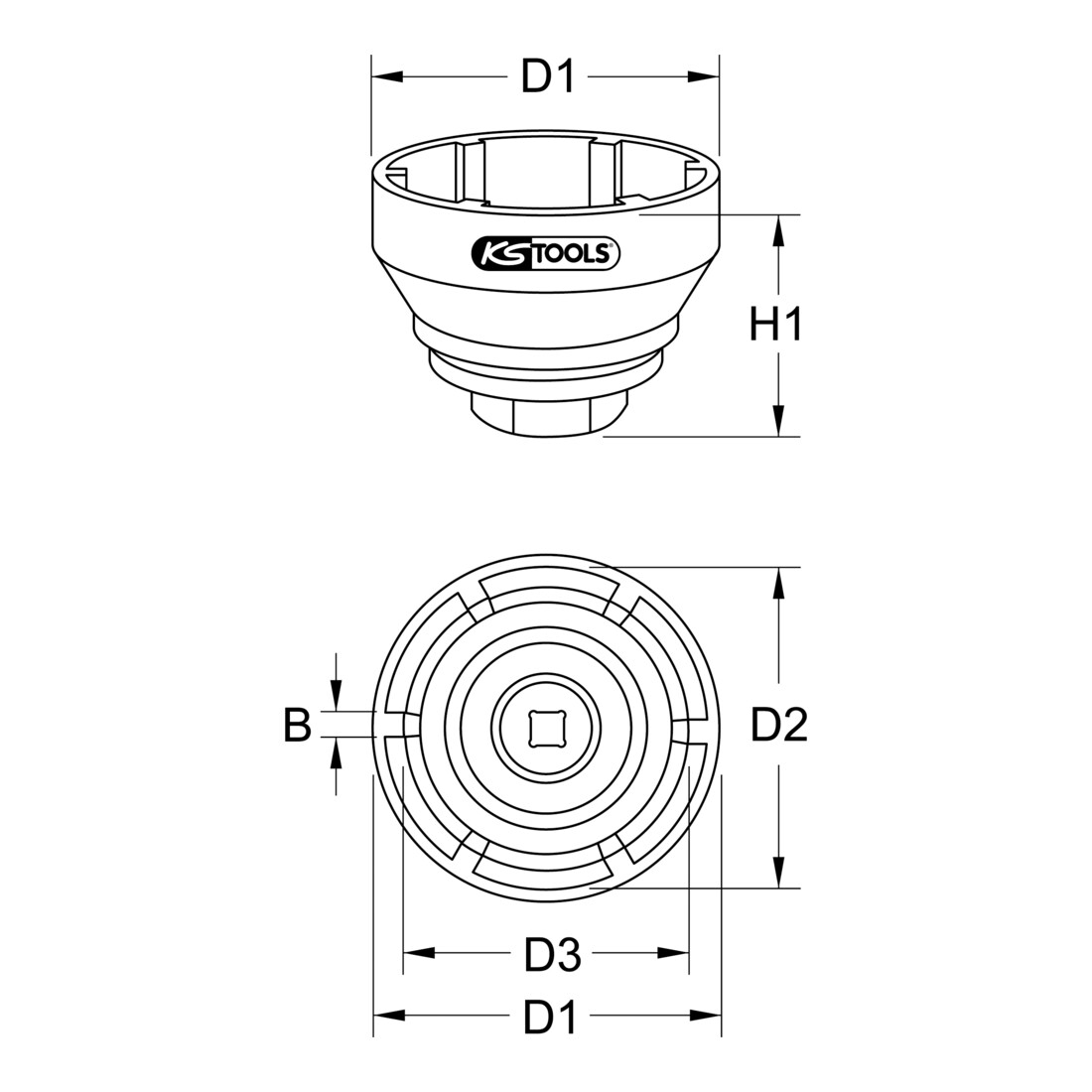 Douille d'écrou d'essieu 3/4" pour Mercedes, 8 pans KS Tools
