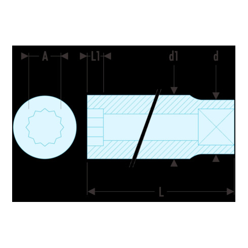 Douille Facom 1/2" 12 pans 1.1/8