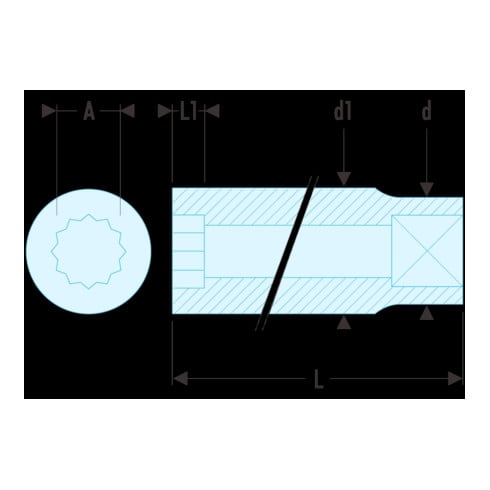 Douille Facom 1/2" 12 pans 7/8