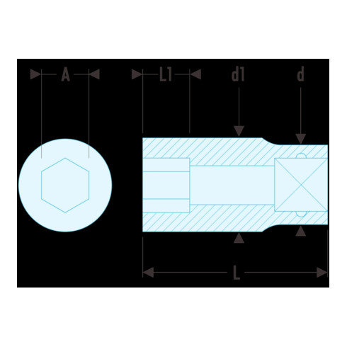 Douille Facom 1/2" 6 pans 1.1/8