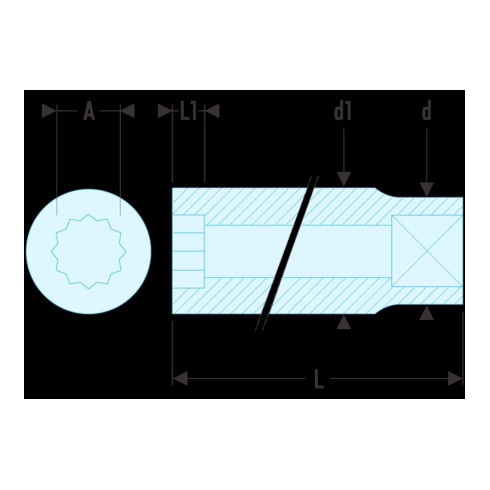 Douille Facom 1/4" 12 pans 1/2