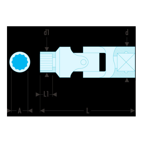 Douille Facom 3/8" 12 pans 11/16 J.11/16F