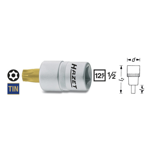 Clé dynamométrique HAZET insert 1/2" interne TORX® avec goupille