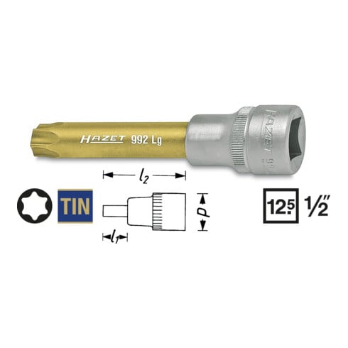 Insert de clé à douille HAZET 1/2" intérieur TORX® long