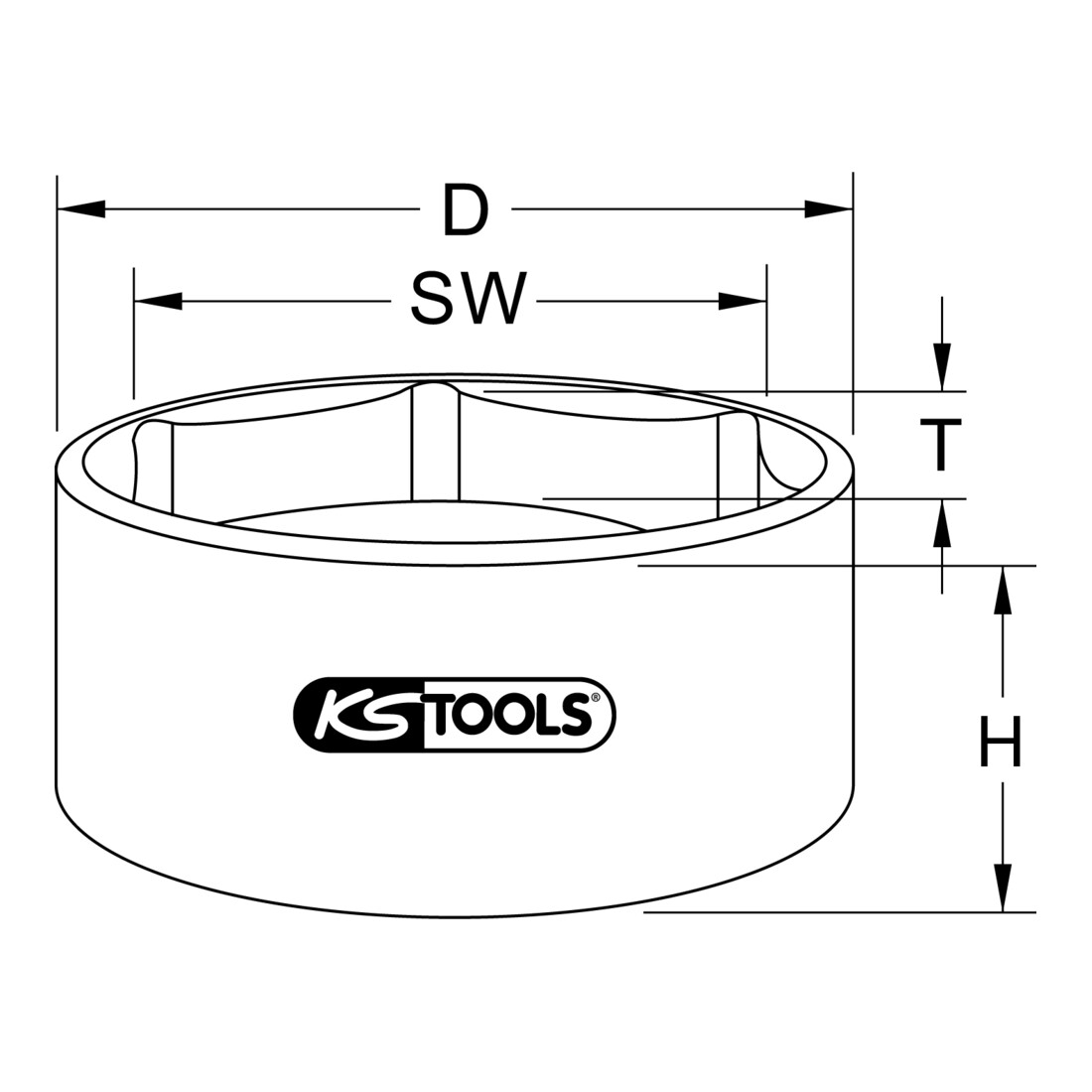KS Tools Clé pour écrous d'essieu 1 pouce, 6 pans, courte