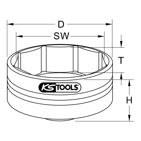 Douille pour écrous d'essieu et capuchons de moyeu 3/4", 115mm, 8 pans KS Tools