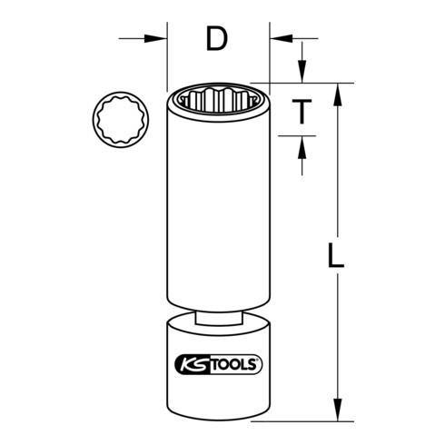 Douille spéciale de bougie d'allumage 3/8" articulée pour BMW, 14 mm