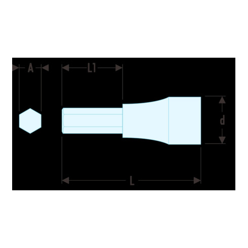 Douille tournevis Facom 1/2" hexagonal 1/4