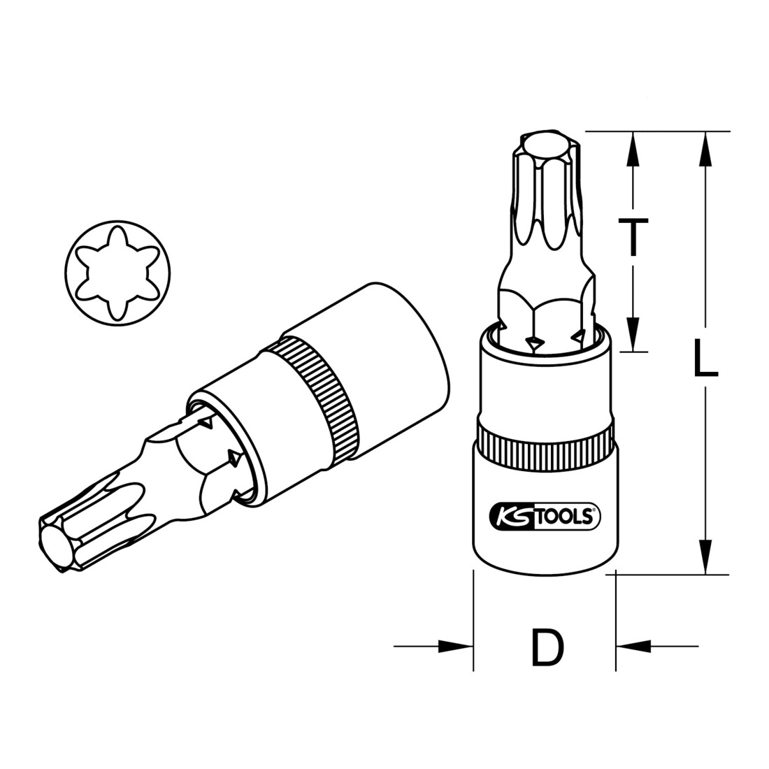 KS Tools Douille à embout 3/8" pour vis RIBE
