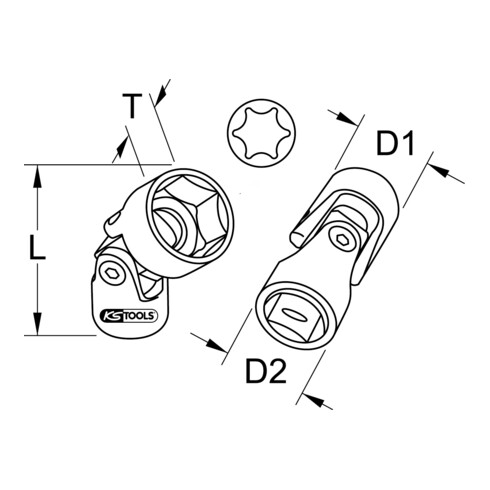 Douille TX E 1/4" articulée, E5 KS Tools