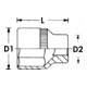 VIGOR entraînement carré intérieur 10 = insert de clé à douille 3/8" insert de clé hexagonale externe profil hexagonal extérieur-3