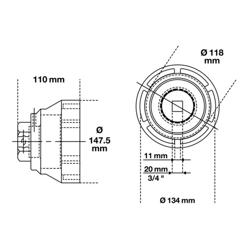 Douilles à ergots BGS avec dent intérieure, pour MAN, 133 - 145 mm