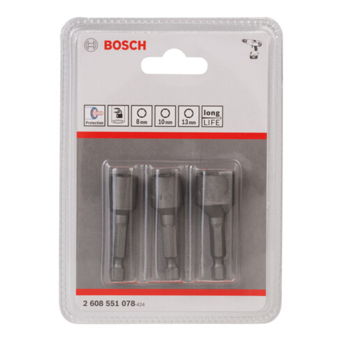 Douilles, set de 3 pièces 50 mm ; 8, 10, 13 mm