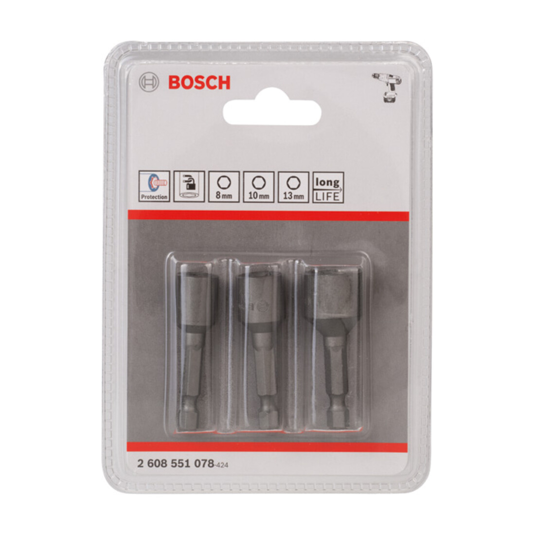 Douilles, set de 3 pièces 50 mm ; 8, 10, 13 mm