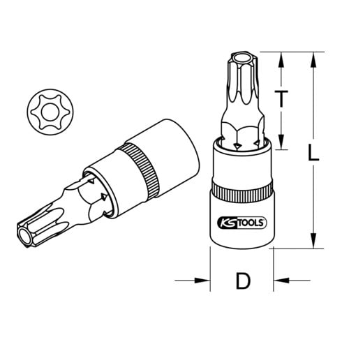 Douilles tournevis Torx percé 1/4", TB7 KS Tools