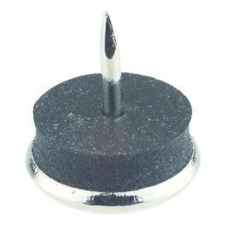 DRANSFELD, patin rond, diamètre 25 mm à enfoncer, caoutchouc argenté nickelé
