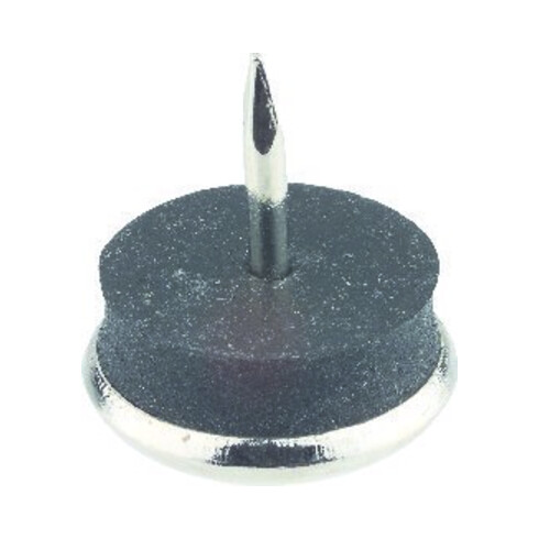 DRANSFELD, patin rond, diamètre 25 mm à enfoncer, caoutchouc argenté nickelé