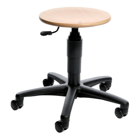 Drehhocker TEC 60 bois assise ronde hauteur 390-520 mm avec roulettes