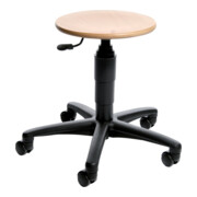 Drehhocker TEC 60 bois assise ronde hauteur 390-520 mm avec roulettes