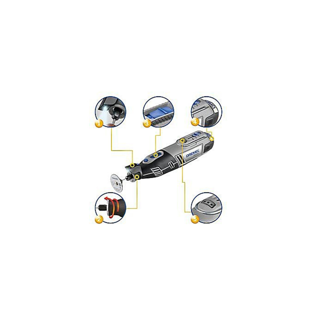 Dremel outil multifonction sans fil 8220-1/5, Li-Ion (12 Volt), 1 accessoire, 5 accessoires