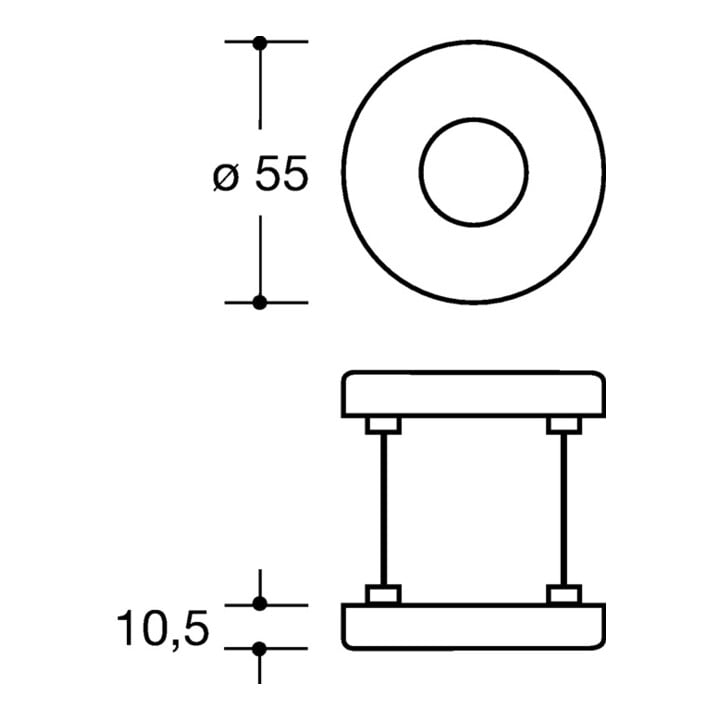 Drückerrosetten-Paar 305.23PBR 99 Ku.99 Schildst.10,5mm rd.rd.HEWI
