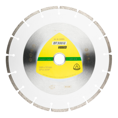 DT 300 U Disques à tronç. Diamanté Klingspor 300 x 2,8 x 20 mm 17 segments 50,1 x 2,8 x 7 mm, denture standard