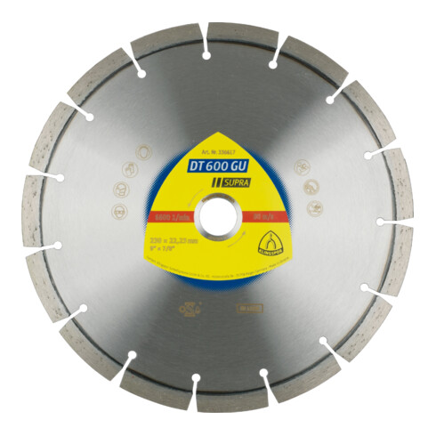 DT 600 GU Disques à tronç. Diamanté Klingspor 125 x 2,4 x 22,23 mm 9 segments 33 x 2,4 x 10 mm, denture standard