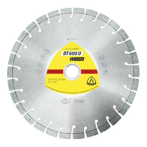 Klingspor DT 500 AC disques de coupe diamant 115 x 1,9 x 22,23 mm 1,9 x 7 mm bord fermé Turbo