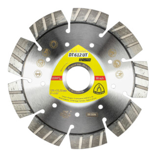 DT 612 UT Disques à tronç. Diamanté Klingspor 300 x 2,8 x 20 mm 20 segments 40 x 2,8 x 12 mm, Standard turbo