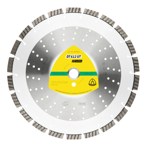 DT 612 UT Disques à tronç. Diamanté Klingspor 350 x 3 x 25,4 mm 22 segments 40 x 3 x 12 mm, Standard turbo