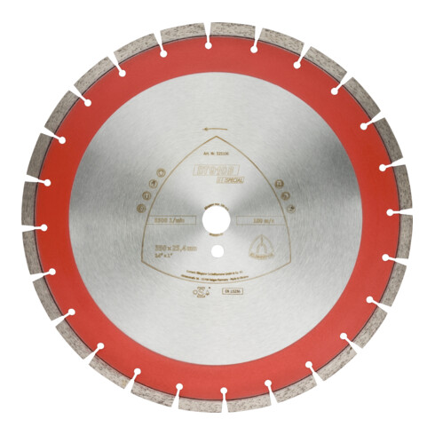 DT 910 B Disques à tronç. Diamanté Klingspor 400 x 3,6 x 25,4 mm 28 segments 40 x 3,6 x 11 mm, Segments rapprochés