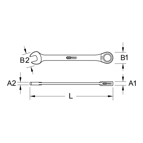 Clé à fourche combinée KS Tools DUO GEARplus, fonction de cliquet