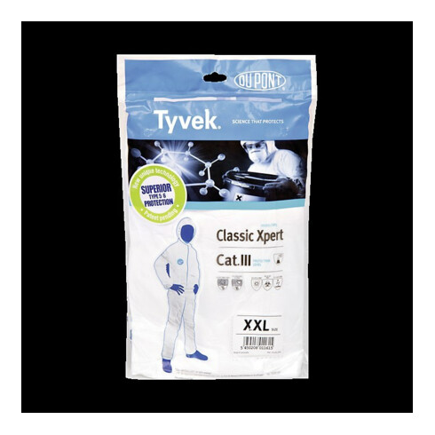 Dupont Schutzoverall Typ 5/6 Tyvek 500 Xpert, weiß, Unisex-Größe: 2XL