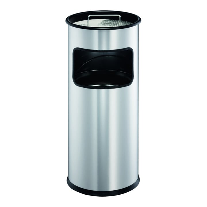 DURABLE Corbeille à papier ronde 17L en métal avec cendrier 333001 noir