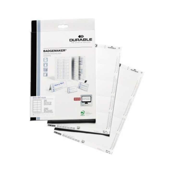 DURABLE Einsteckschild BADGEMAKER 145802 104x110mm weiß 40 St./Pack.