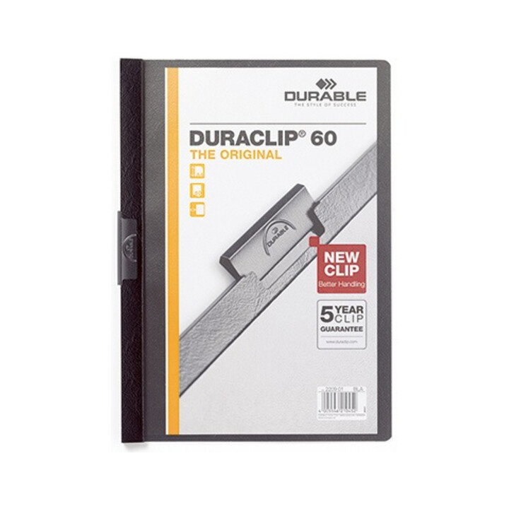 DURABLE Klemmmappe DURACLIP 60 220901 DIN A4 Hartfolie schwarz