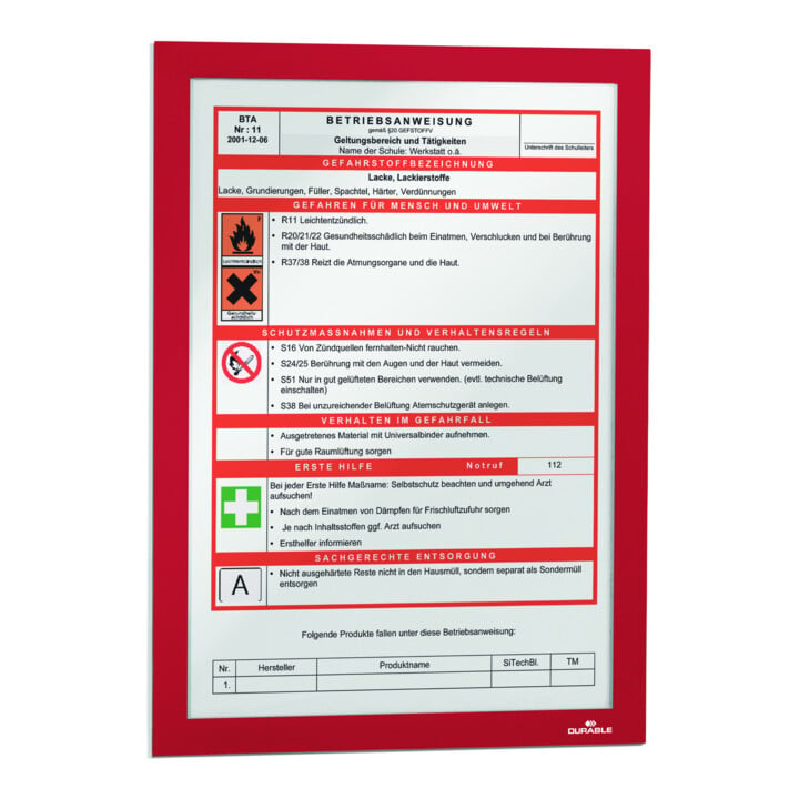 Durable Magnetrahmen DURAFRAME A4 - Großverpackung Rot
