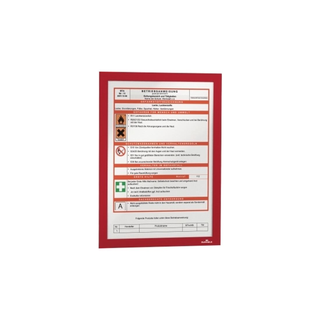 Durable Magnetrahmen DURAFRAME A4 Rot