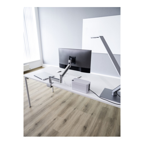 Durable Monitor Halterung mit Arm für 1 Monitor, Tischklemme, silber metallic