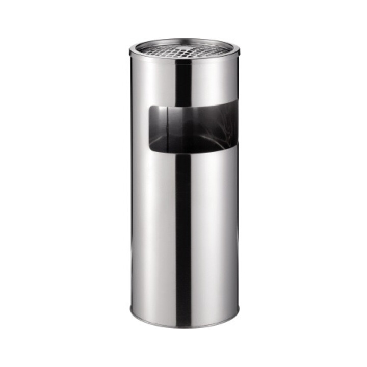 DURABLE Papierkorb 337323 26x62cm mit Ascher metallic silber