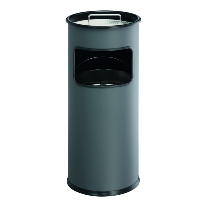DURABLE Papierkorb Metall 17L rund mit Ascher 333001 schwarz
