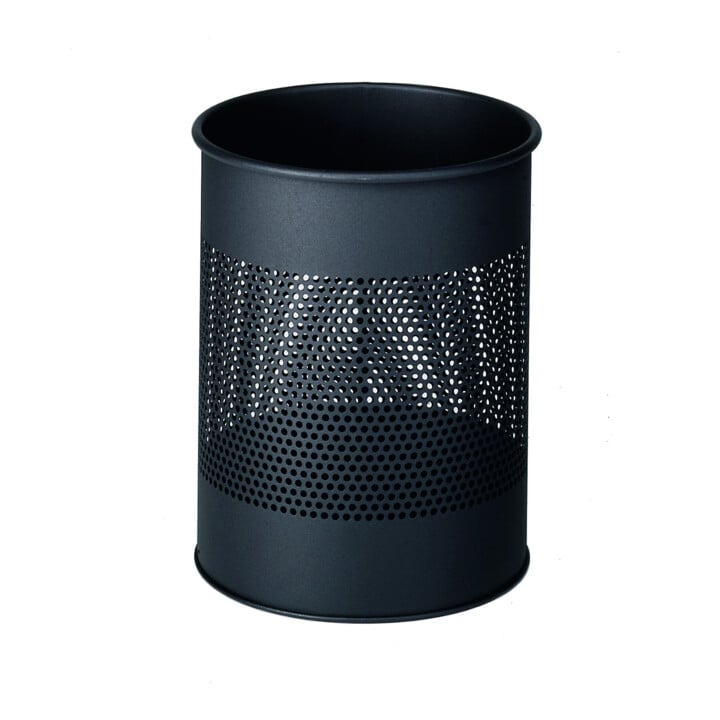 DURABLE Papierkorb Metall 17L rund mit Ascher 333001 schwarz
