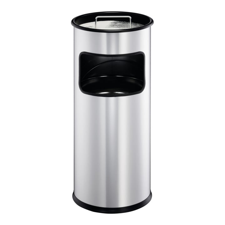 Durable Papierkorb metall mit Ascher Silber 17l