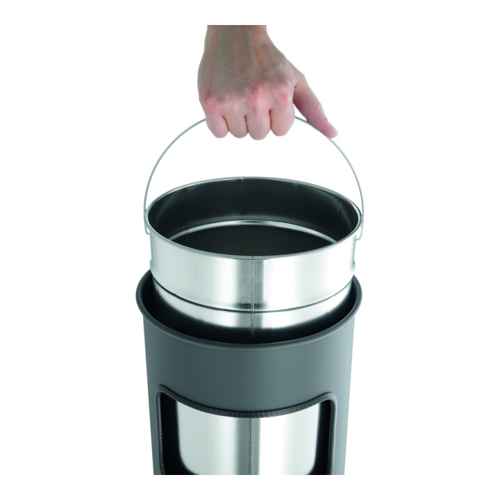 DURABLE Papierkorb Metall 17L rund mit Ascher silber 333023