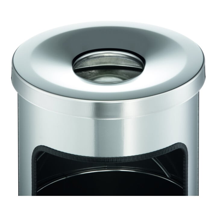DURABLE Papierkorb 17L rund Metall mit Ascher SAFE silber