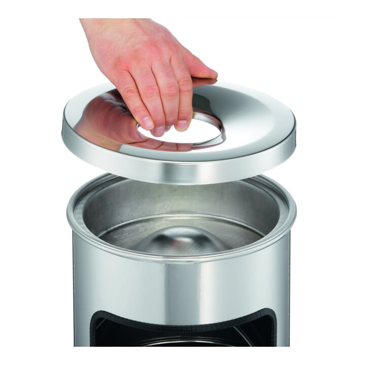 DURABLE Papierkorb 17L rund Metall mit Ascher SAFE silber