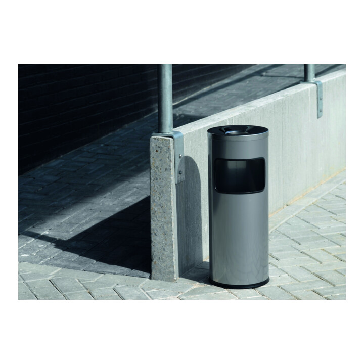 DURABLE Papierkorb 17L rund Metall mit Ascher SAFE silber