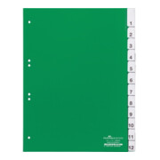 DURABLE Register 621005 DIN A4 1-12 12teilig Hartfolie grün