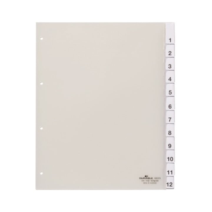DURABLE Register 683519 230/245x297mm 12teilig Hartfolie tr